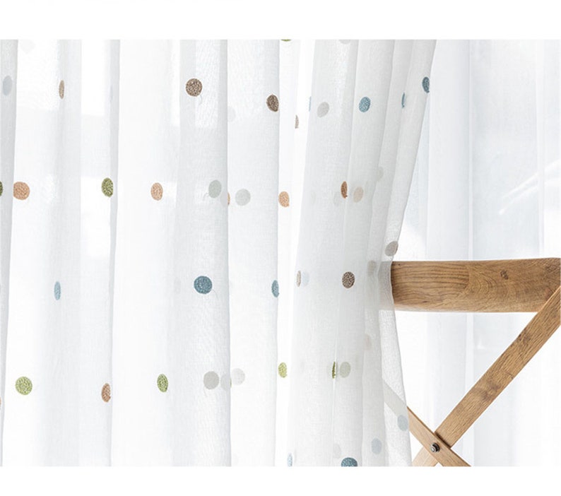 Rideaux en dentelle à pois dessin animé blanc