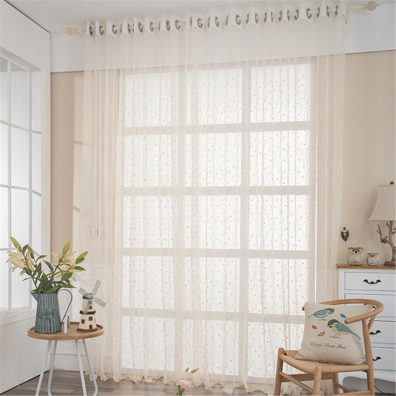 Rideaux en dentelle babysbreath crème polyester