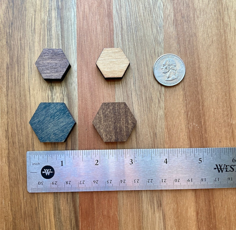 Poplar Wood Hexagon Fridge Magnet, Stained Kitchen Decor