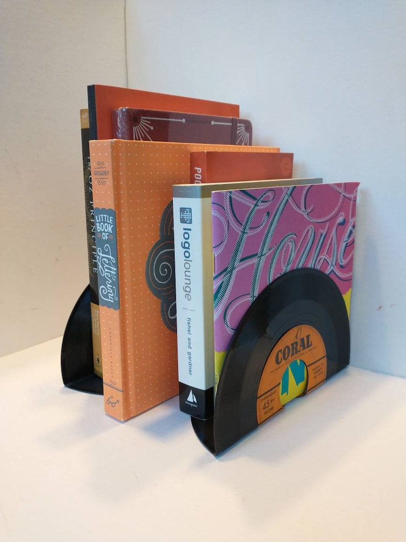 Vinyl Record Bookends 45 Record Vintage Vinyl Design