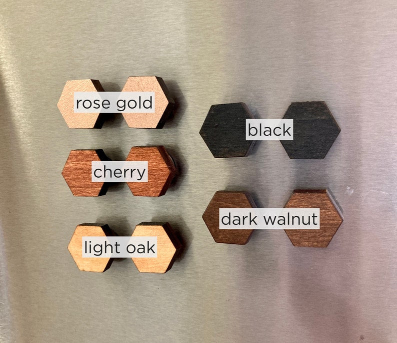 Poplar Wood Hexagon Fridge Magnet, Stained Kitchen Decor