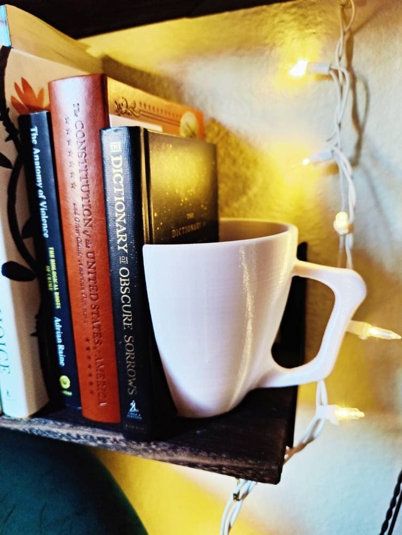 Coffee Cup Bookend Tea Mug Minimalist Shelf Decor