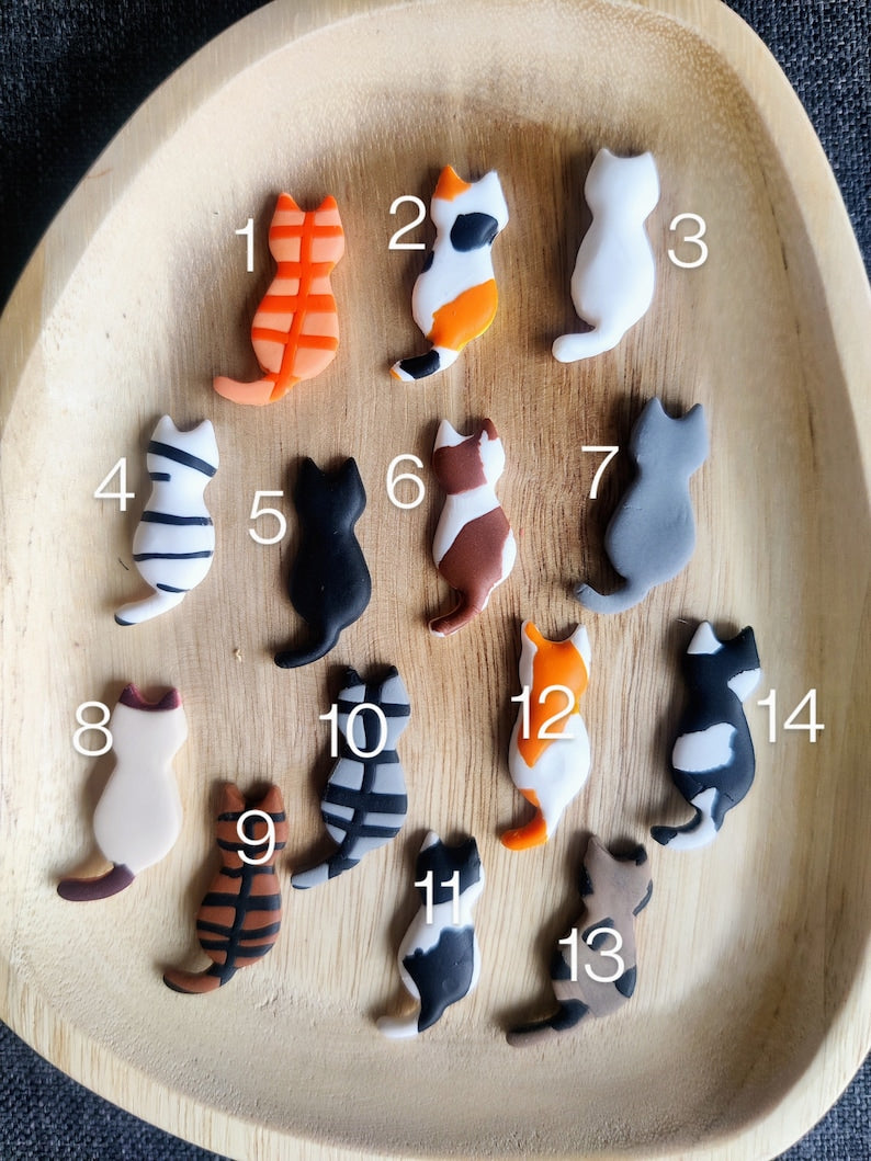 Cat Fridge Magnet Set, Black White Orange Grey Siamese Kitten