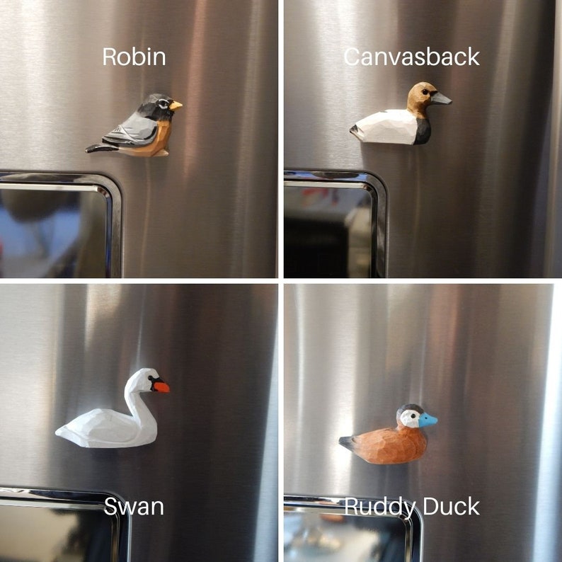 Hand-Carved Wooden Animal Fridge Magnet, Rustic Kitchen Decor