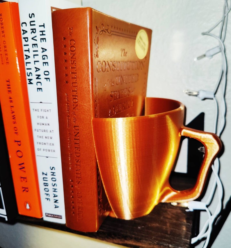 Coffee Cup Bookend Tea Mug Minimalist Shelf Decor