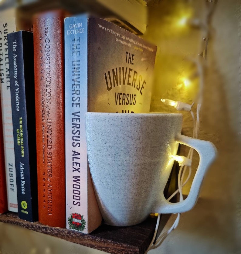 Coffee Cup Bookend Tea Mug Minimalist Shelf Decor