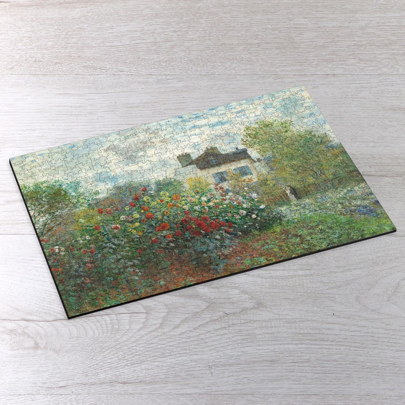 The Garden of Monet at Argenteuil Wooden Jigsaw Puzzle By Claude Monet. Wooden Puzzle For Adults - 35, 108, 250, 500, 750 or 1000 pieces.