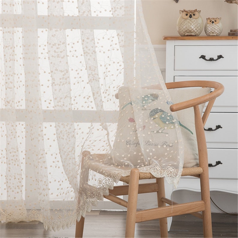 Rideaux en dentelle babysbreath crème polyester