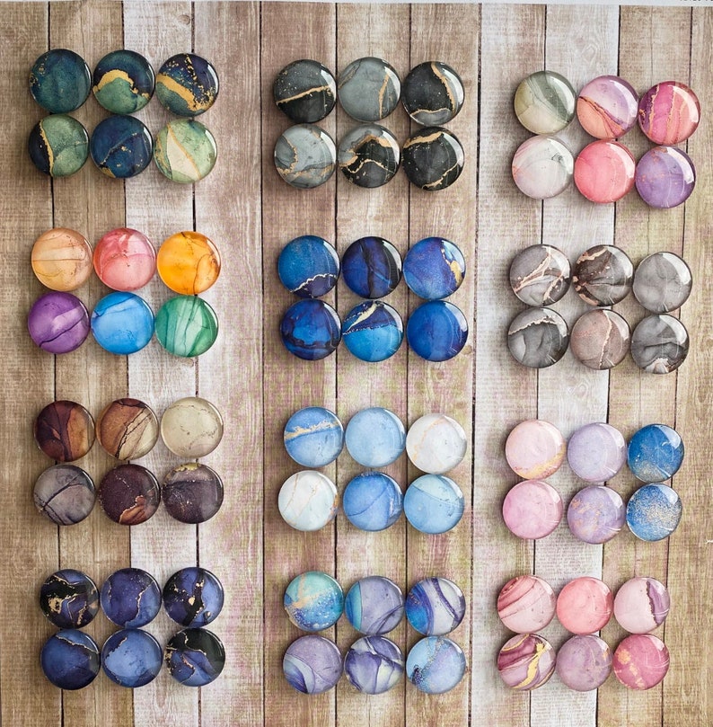 Alcohol Ink Abstract Fridge Magnet Set of 6, Art Decor