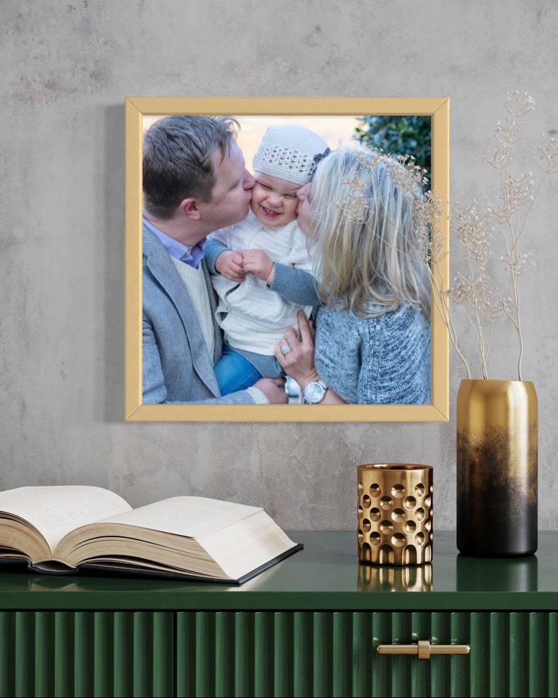 Natural Wood Picture Frame with UV Acrylic Front and Hanging Hardware