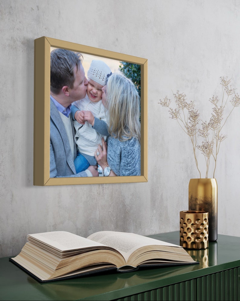 Natural Wood Picture Frame with UV Acrylic Front and Hanging Hardware