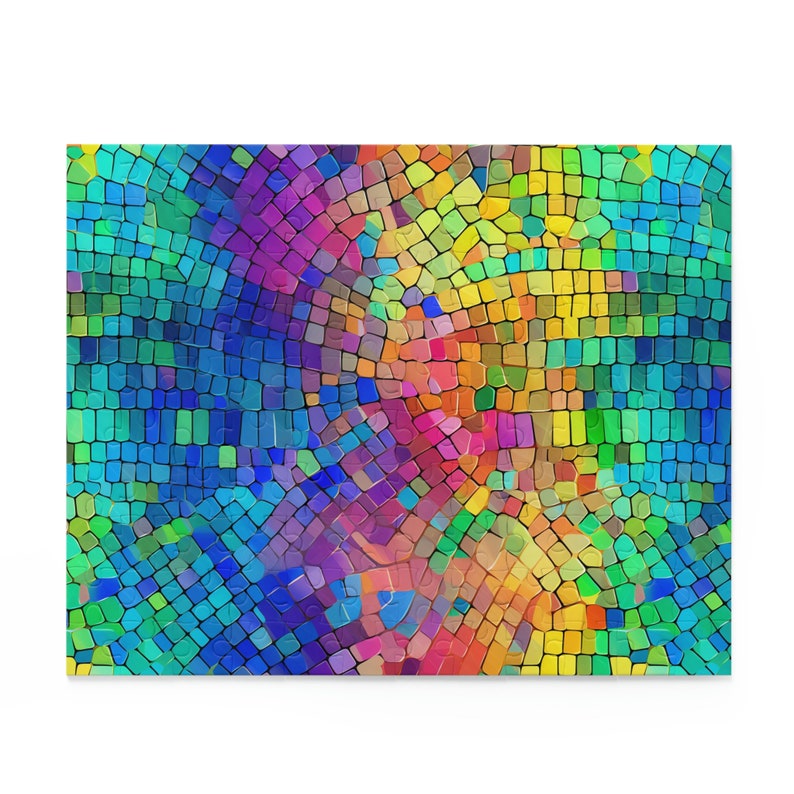 Abstract Rainbow Tile Jigsaw Puzzle Colorful Geometric Design Puzzler for Art Enthusiasts