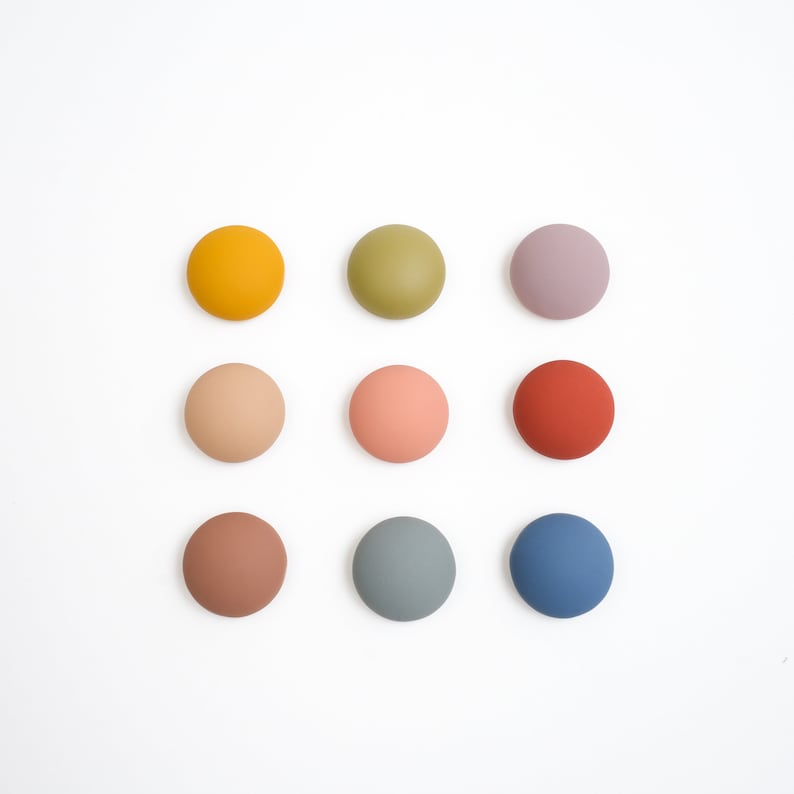 Colourful Matte Fridge Magnet Set, Pastel Round Minimalist Decor