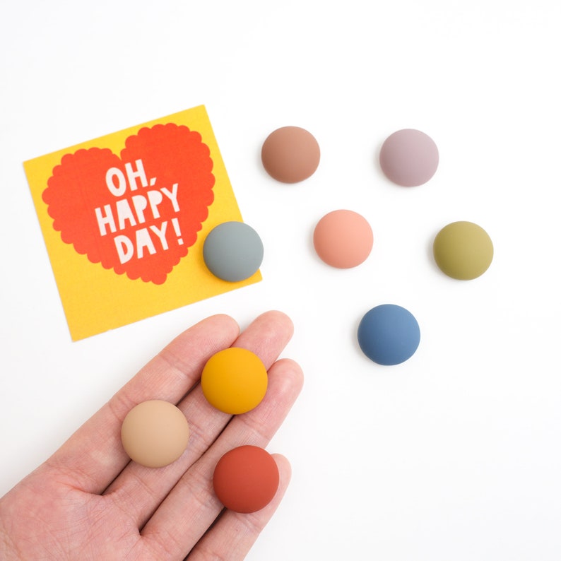Colourful Matte Fridge Magnet Set, Pastel Round Minimalist Decor
