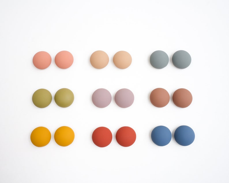 Colourful Matte Fridge Magnet Set, Pastel Round Minimalist Decor