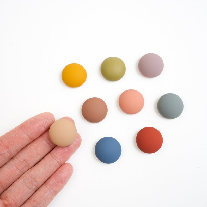 Colourful Matte Fridge Magnet Set, Pastel Round Minimalist Decor