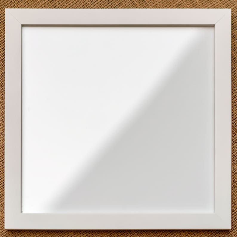 White Picture Frame with Hanging Hardware and Acrylic Glass