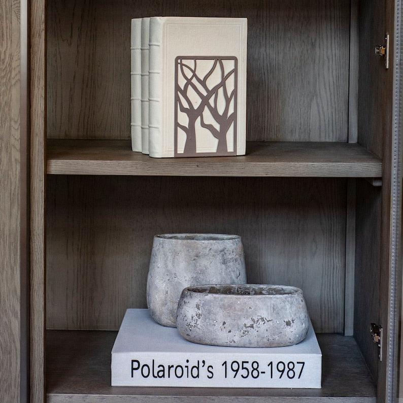 Sage Green Bookends: Modern Geometric Iron Book Ends - Pair