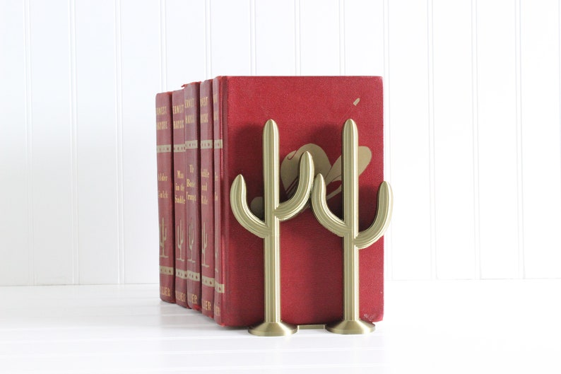 Cactus Bookends Southwestern Style Shelf Decor