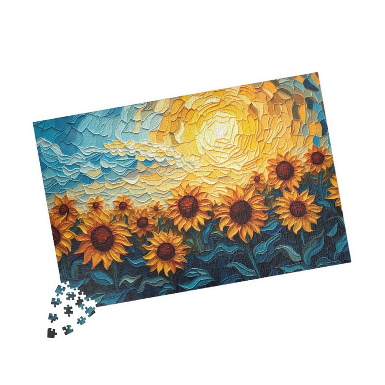 Stained Glass Sunflowers Jigsaw Puzzle 500 or 1000 Pieces