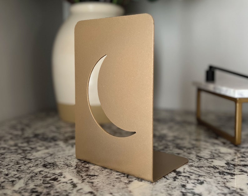 Moon Metal Bookends Crescent Night Theme Minimal Decor