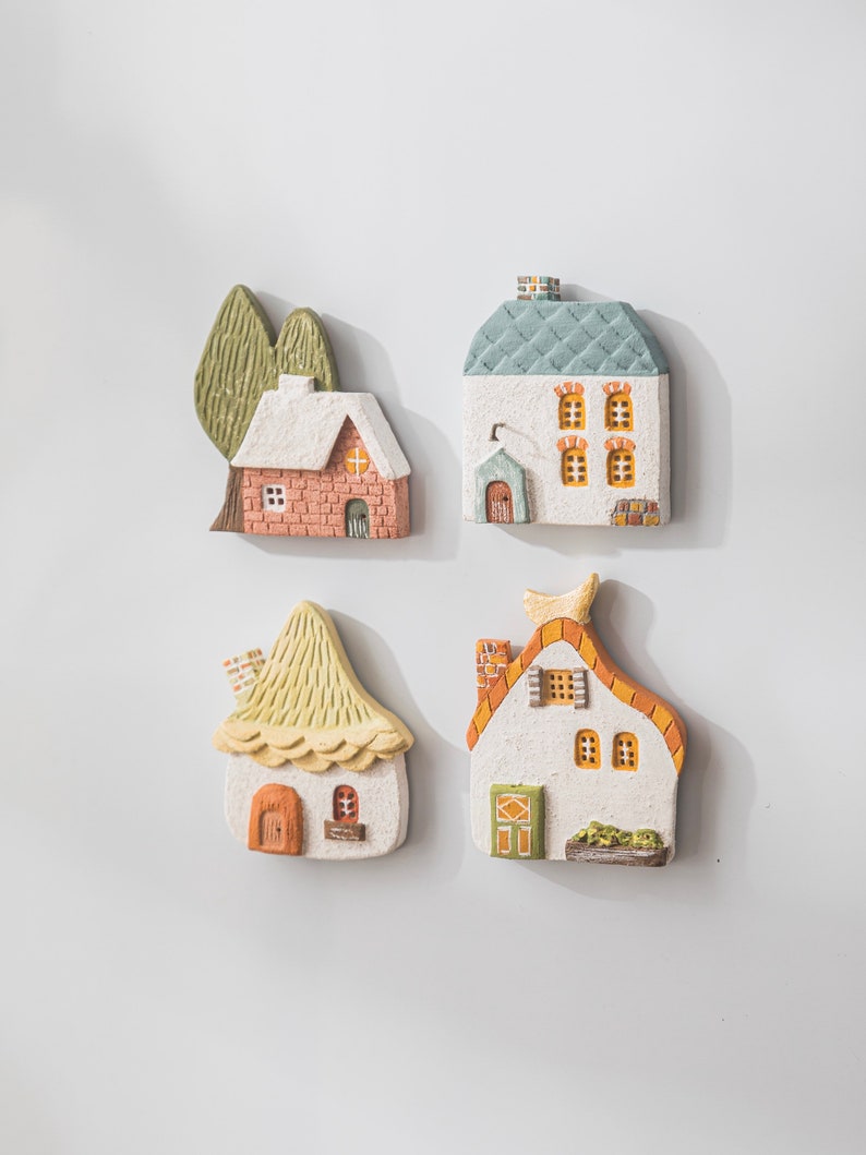 Mini House Pattern Fridge Magnet Set, Christmas Decoration