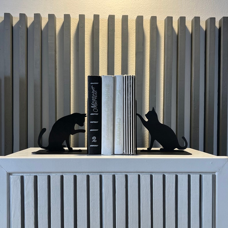 Cats Metal Bookends Black Cat Animal Shelf Decor