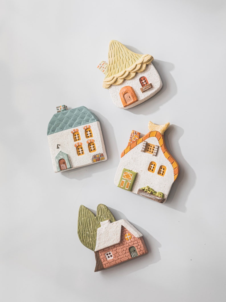 Mini House Pattern Fridge Magnet Set, Christmas Decoration