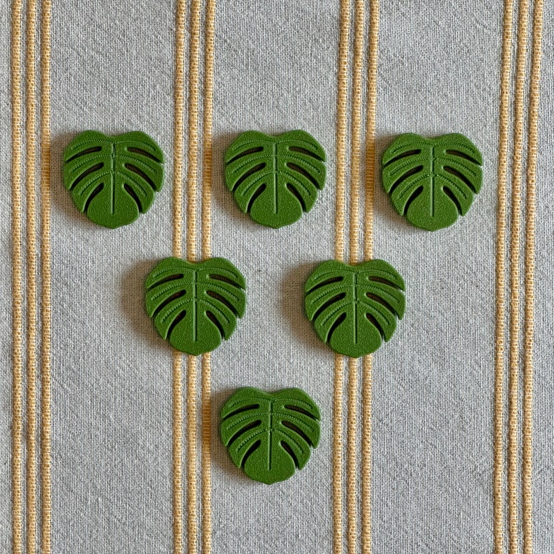 Monstera Leaf Fridge Magnet Set, 3D Printed Plant Decor