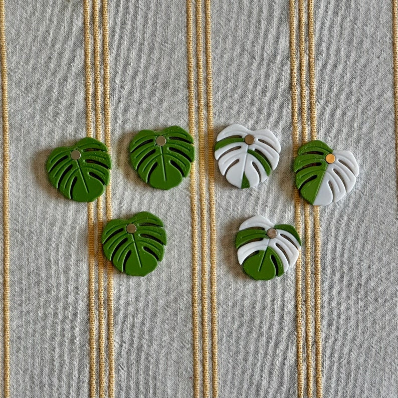 Monstera Leaf Fridge Magnet Set, 3D Printed Plant Decor