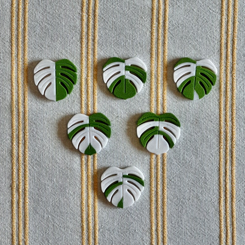 Monstera Leaf Fridge Magnet Set, 3D Printed Plant Decor