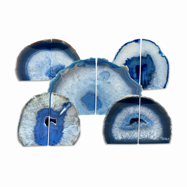 Geode Bookends Natural Agate Crystal Pair Home Decor
