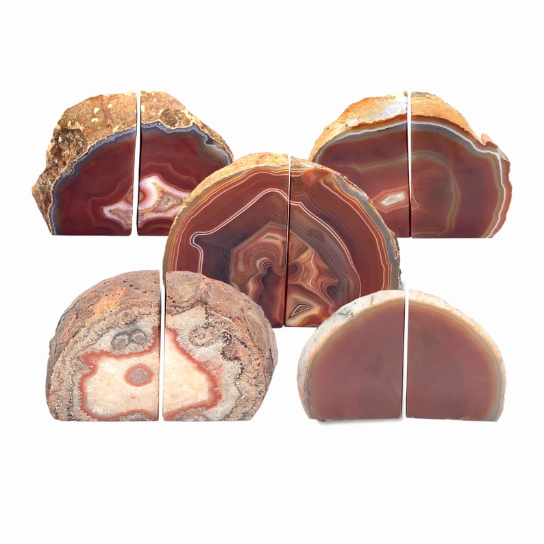 Geode Bookends Natural Agate Crystal Pair Home Decor