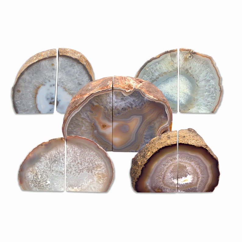 Geode Bookends Natural Agate Crystal Pair Home Decor