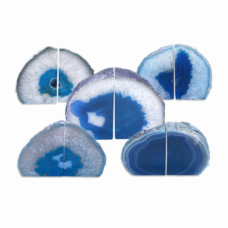 Geode Bookends Natural Agate Crystal Pair Home Decor