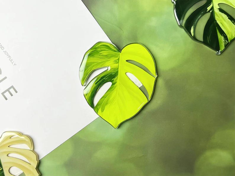 Monstera Leaf Fridge Magnet Set, Cute Plant Kitchen Decor Gift