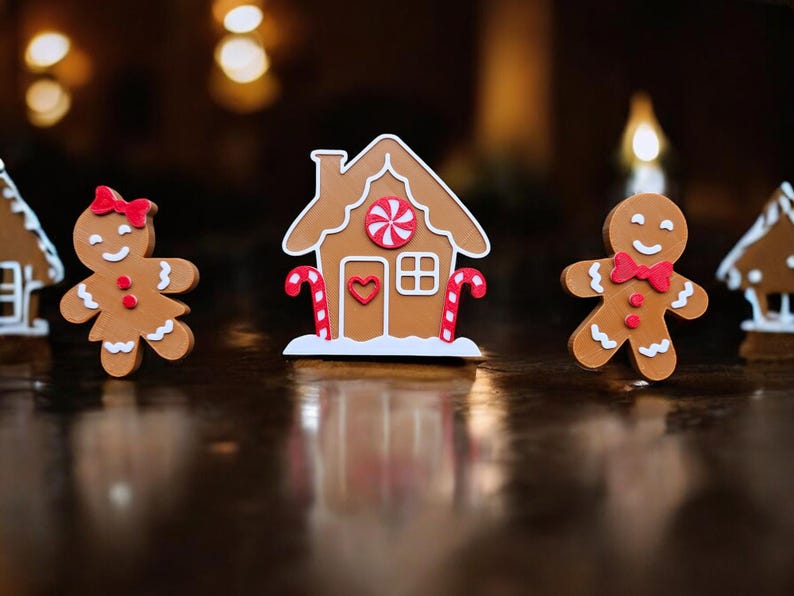 3D Printed Christmas Magnet Set: Holiday Fridge Decor