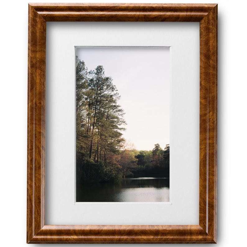 8x10 Brown Burl Picture Frame Matted to 5x7 with UV Plexiglass