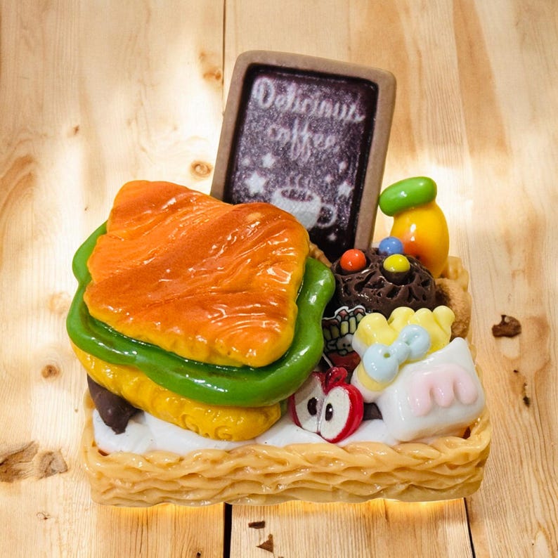 Café food refrigerator magnets, mini cake and pastry ornaments