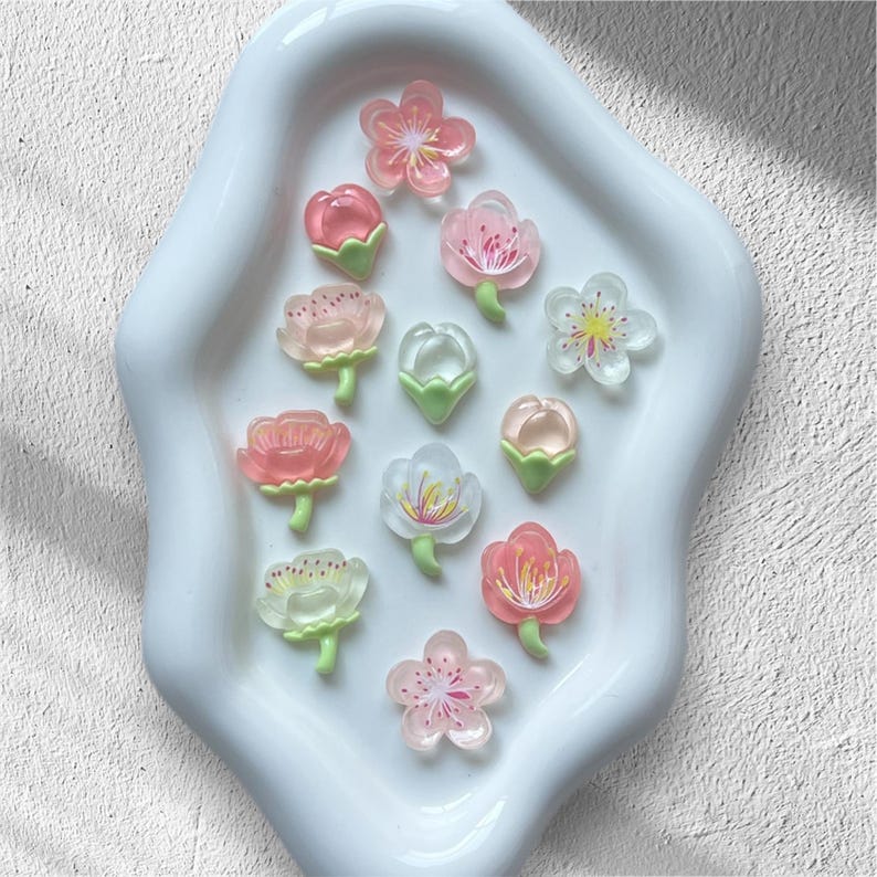 12-pack jelly flower refrigerator magnets, resin flower decorations