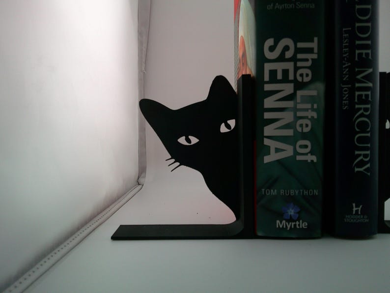 Cat Peeping Bookends Single or Pair Multiple Colors