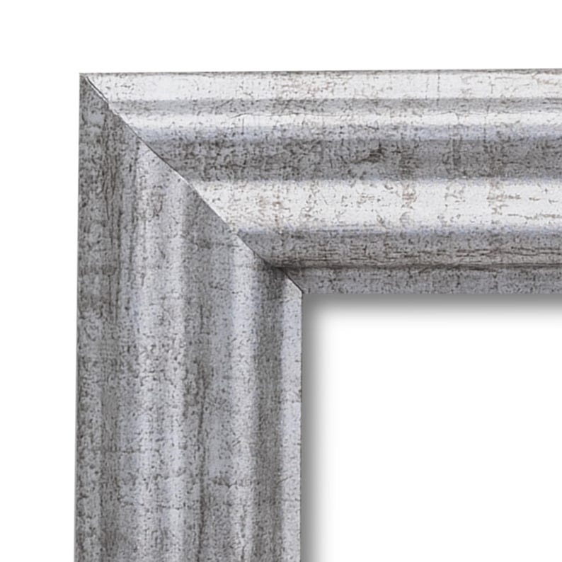 Vintage Antique Silver Picture Frame Distressed Wood with UV Plexiglass