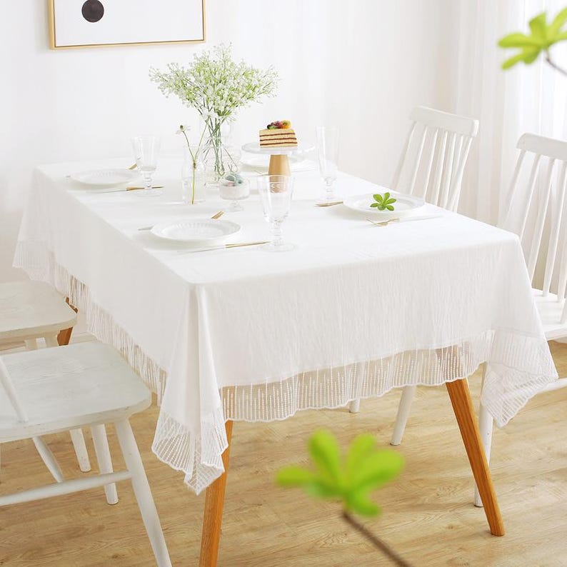 Nappe romantique française en coton blanc