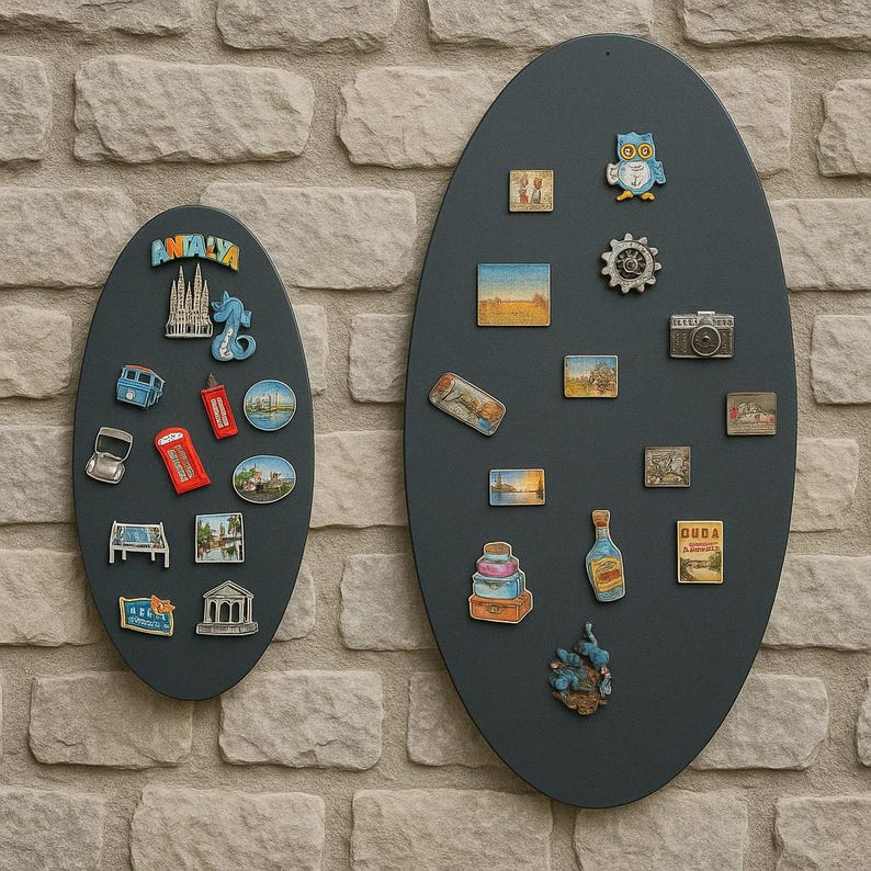 3D Metal Magnet Display Board, Elips Travel Magnet Holder, Modern Wall Art for Photo & Memo, Fridge Magnet Alternative Decor