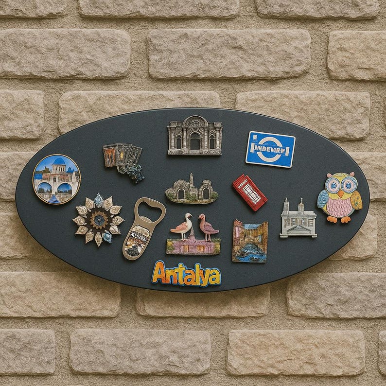 3D Metal Magnet Display Board, Elips Travel Magnet Holder, Modern Wall Art for Photo & Memo, Fridge Magnet Alternative Decor