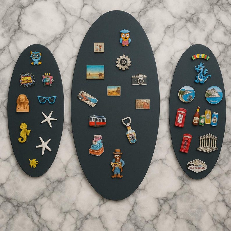 3D Metal Magnet Display Board, Elips Travel Magnet Holder, Modern Wall Art for Photo & Memo, Fridge Magnet Alternative Decor