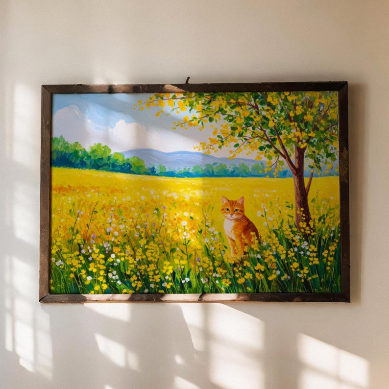 Golden Meadow Cat Jigsaw Puzzle 1000 Piece Floral Design