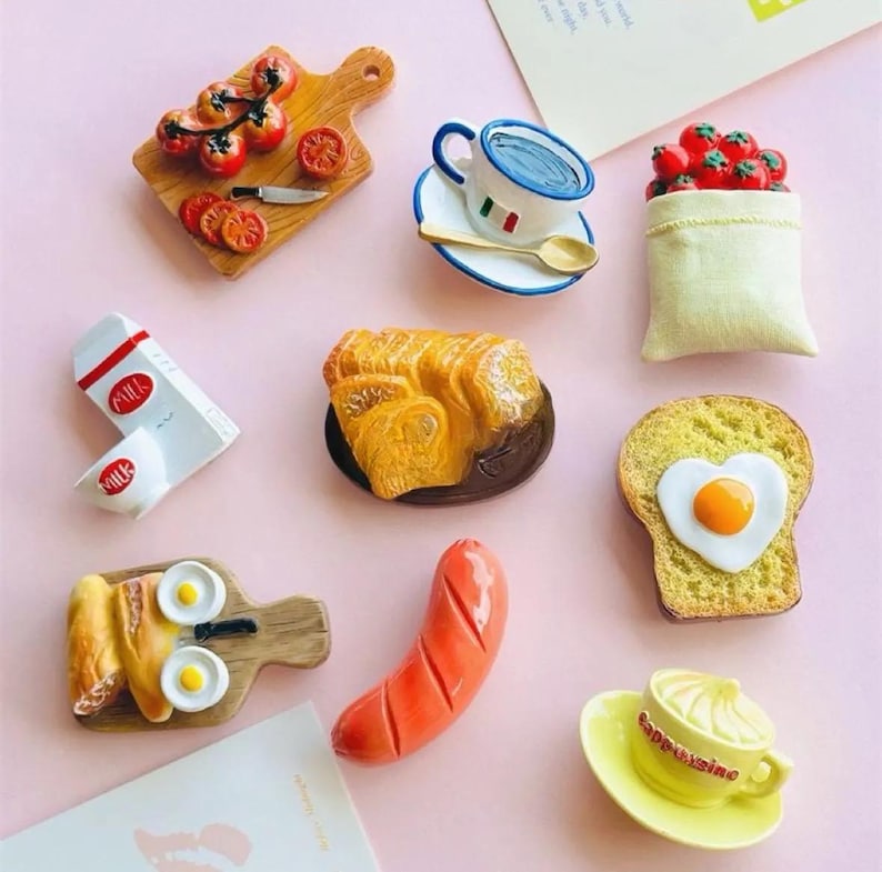 Breakfast refrigerator magnets, 8-piece set, kitchen decorations