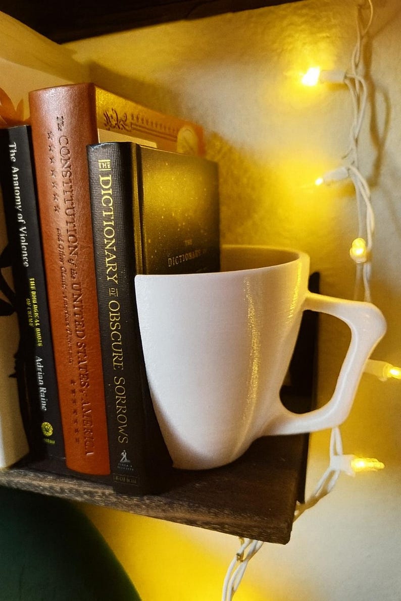 Coffee Cup Bookend Tea Mug Minimalist Shelf Decor