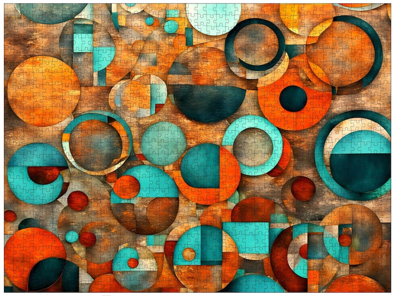 Modern Art Circles Puzzle 1000 Piece Distressed Background
